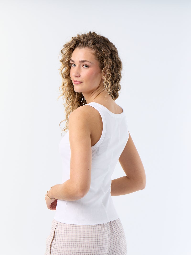 Débardeur basique côtelé Blanc - Kiabi