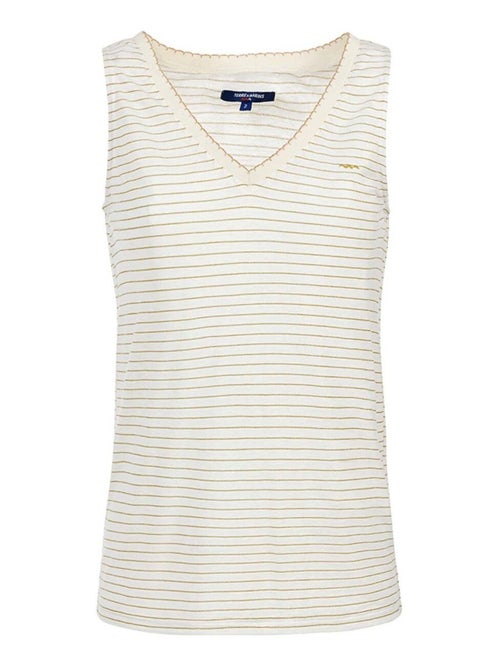 Débardeur blanc rayé doré Femme - Terre de Marins - Kiabi