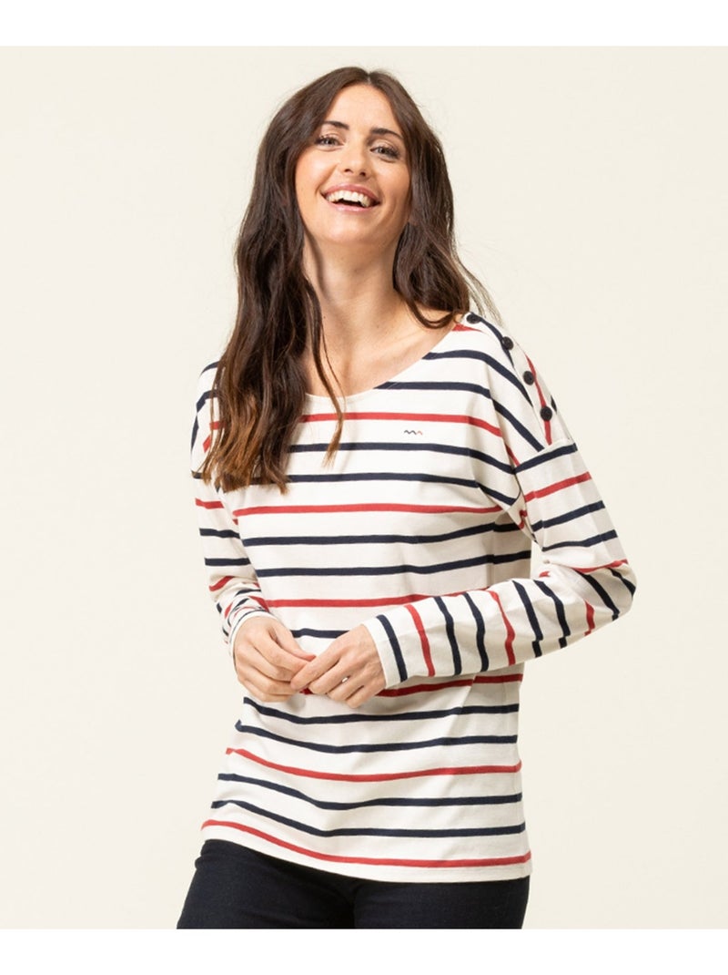 Débardeur blanc rayé doré Femme - Terre de Marins Rouge - Kiabi