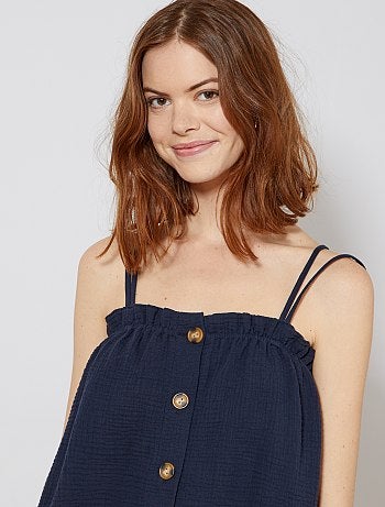 Débardeur boutonné en gaze de coton - Kiabi