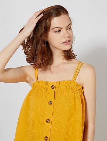 Débardeur boutonné en gaze de coton - Kiabi
