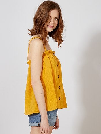 Débardeur boutonné en gaze de coton - Kiabi