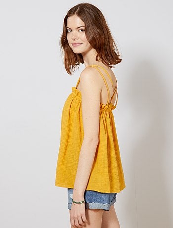 Débardeur boutonné en gaze de coton - Kiabi