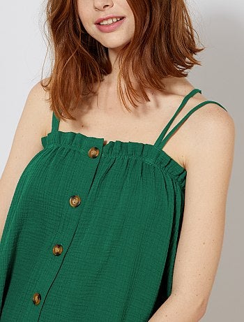 Débardeur boutonné en gaze de coton - Kiabi