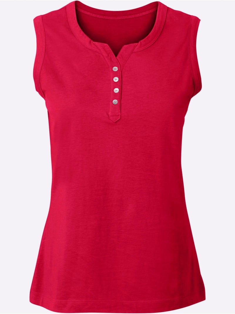 Débardeur Boutons Imitation Nacre - Taille Standard - Moda Vilona Rouge - Kiabi