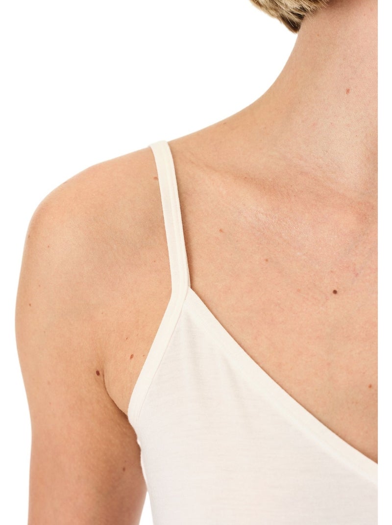 Débardeur cami uni en maille, col v penti Blanc cassé - Kiabi