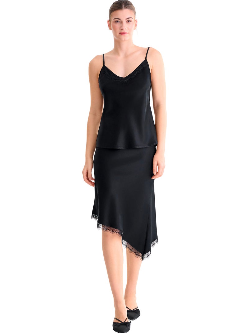 Débardeur caraco satin luxe Noir - Kiabi