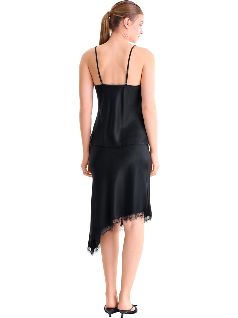 Débardeur caraco satin luxe Noir - Kiabi