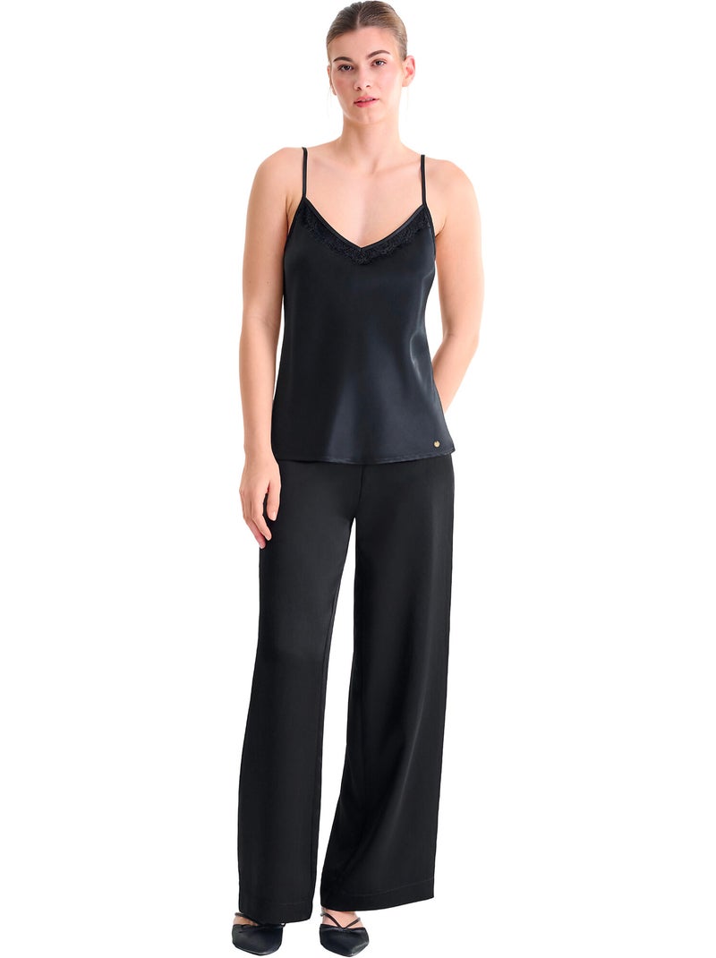 Débardeur caraco satin luxe Noir - Kiabi