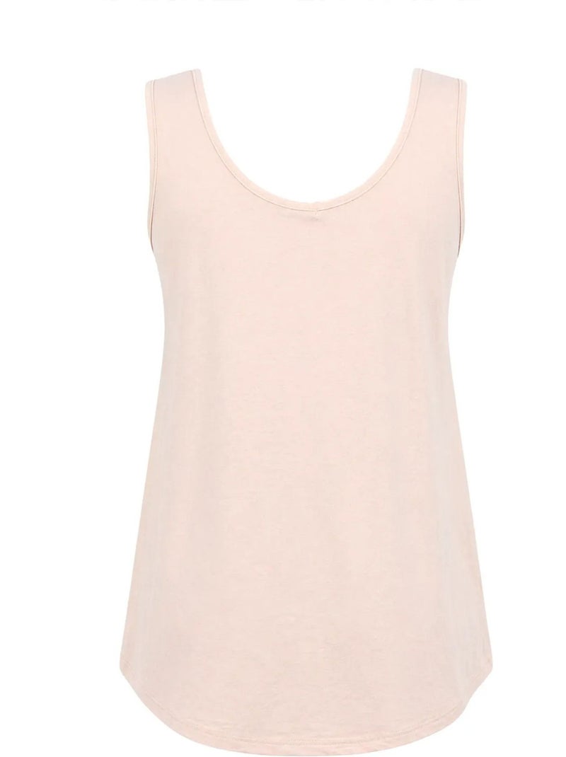 Débardeur casual à encolure en u en mélange de coton mixray Beige argile - Kiabi