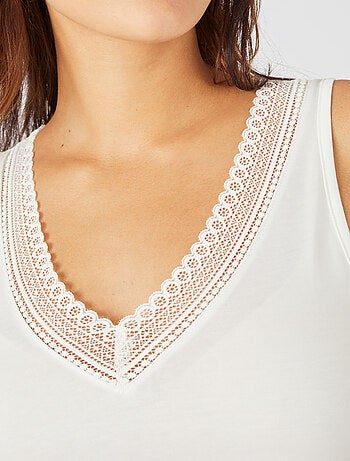 Débardeur Climatyl col V dentelle - Damart
