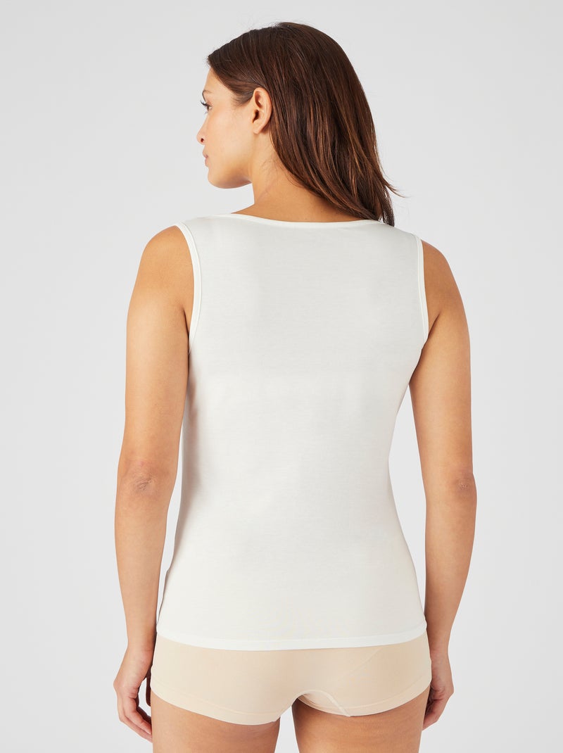 Débardeur Climatyl col V dentelle - Damart Blanc cassé - Kiabi