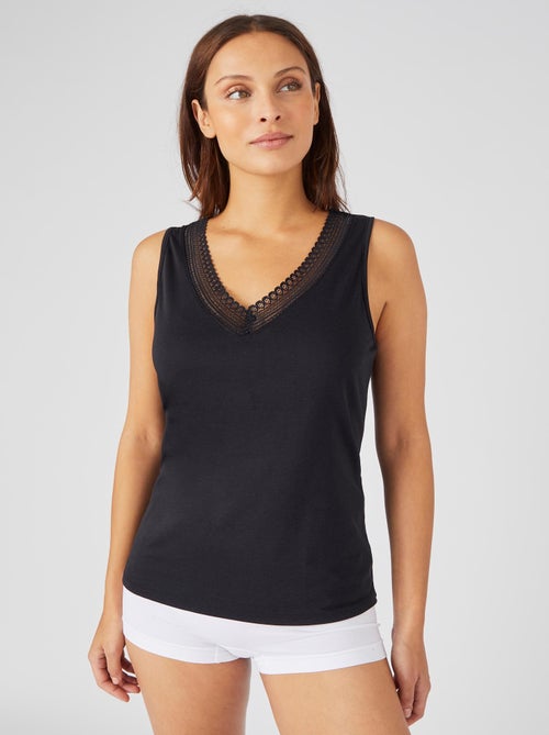 Débardeur Climatyl col V dentelle - Damart - Kiabi