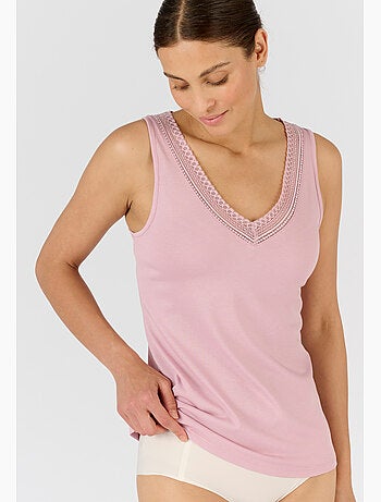 Débardeur Climatyl col V dentelle - Damart