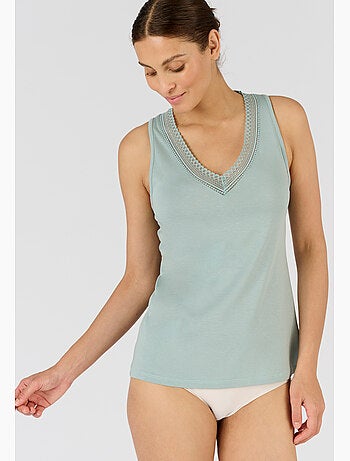 Débardeur Climatyl col V dentelle - Damart