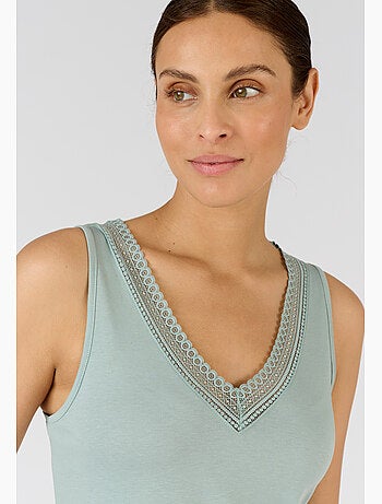 Débardeur Climatyl col V dentelle - Damart