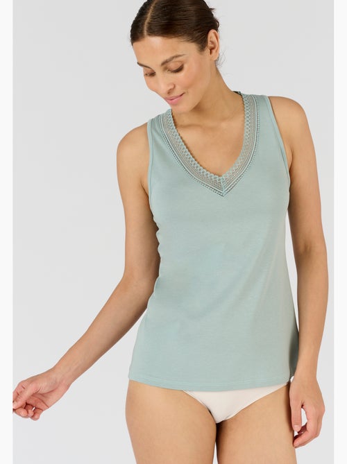 Débardeur Climatyl col V dentelle - Damart - Kiabi