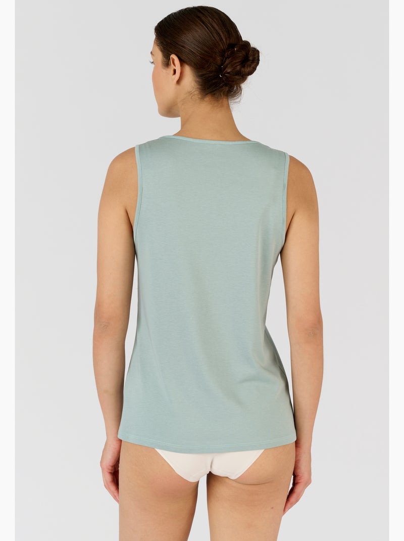 Débardeur Climatyl col V dentelle - Damart Vert - Kiabi