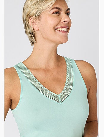 Débardeur Climatyl col V dentelle - Damart