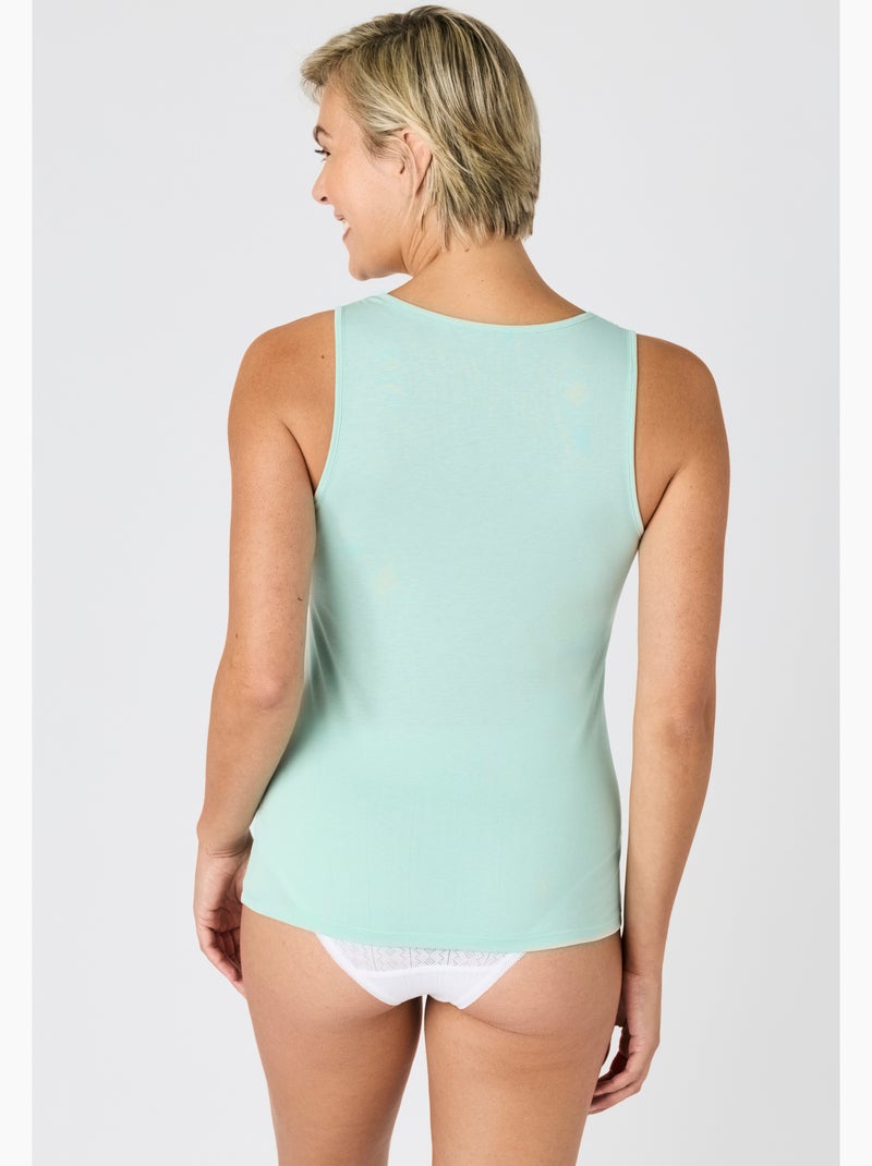 Débardeur Climatyl col V dentelle - Damart Vert pastel - Kiabi