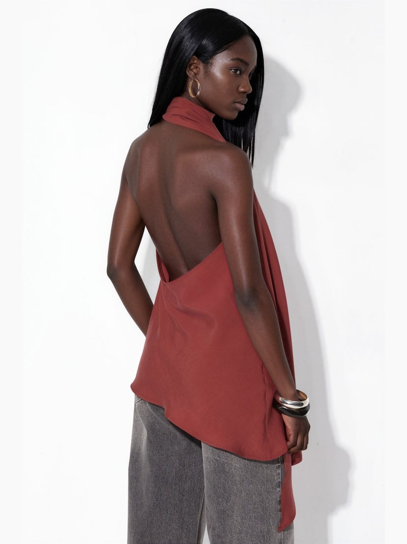 Débardeur col américain détail foulard hiccup Rouge foncé - Kiabi