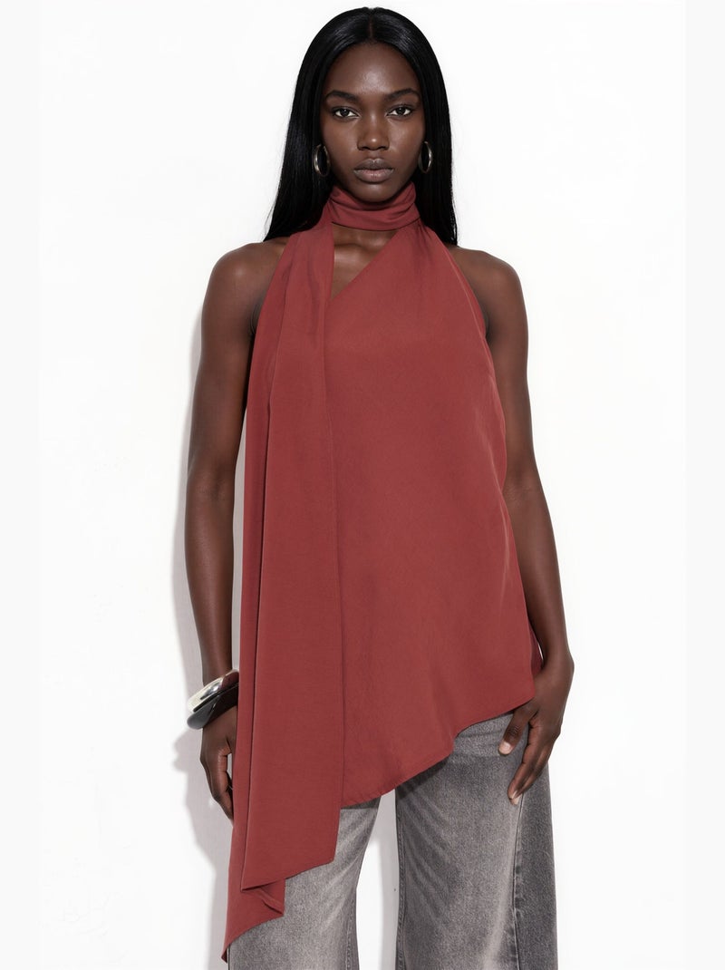 Débardeur col américain détail foulard hiccup Rouge foncé - Kiabi