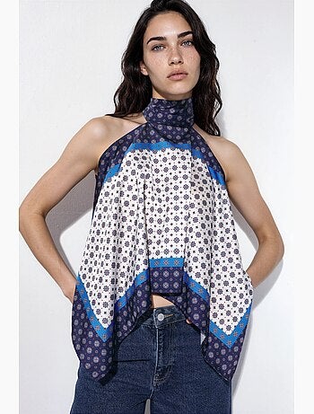 Débardeur col américain foulard satin hiccup