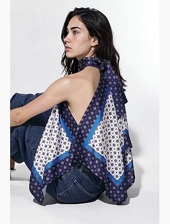 Débardeur col américain foulard satin hiccup