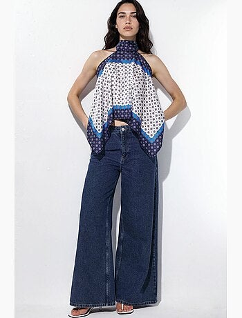 Débardeur col américain foulard satin hiccup