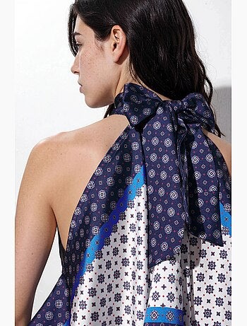 Débardeur col américain foulard satin hiccup