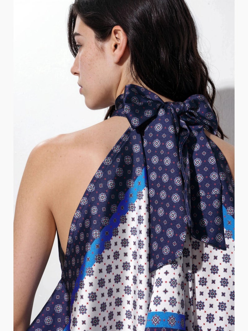 Débardeur col américain foulard satin hiccup Blanc - Kiabi