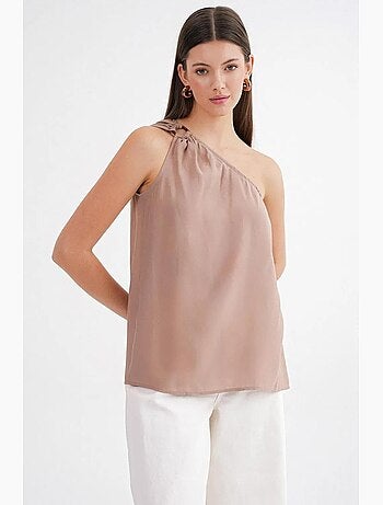 Débardeur col asymétrique détail accessoire mixray