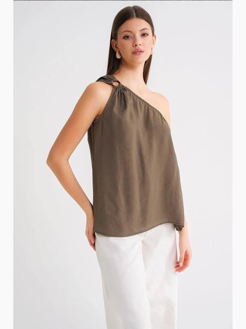 Débardeur col asymétrique détail accessoire mixray - Kiabi Débardeur col asymétrique détail accessoire mixray - Kiabi