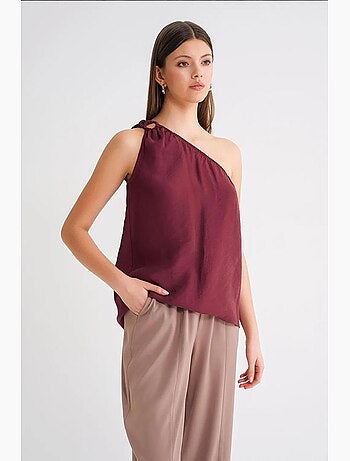 Débardeur col asymétrique détail accessoire mixray