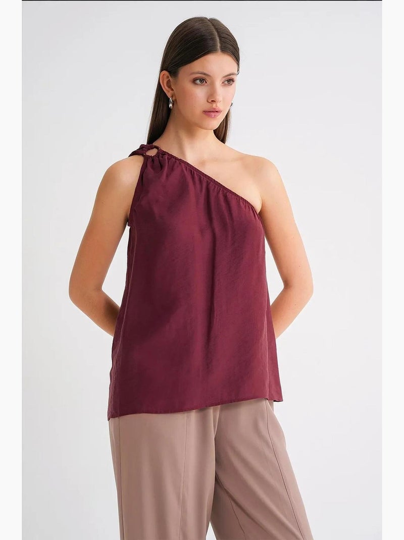 Débardeur col asymétrique détail accessoire mixray Rouge bordeaux - Kiabi