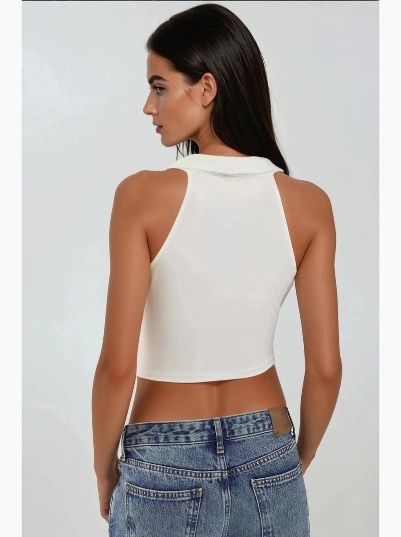 Débardeur col bénitier drapé hiccup Blanc - Kiabi