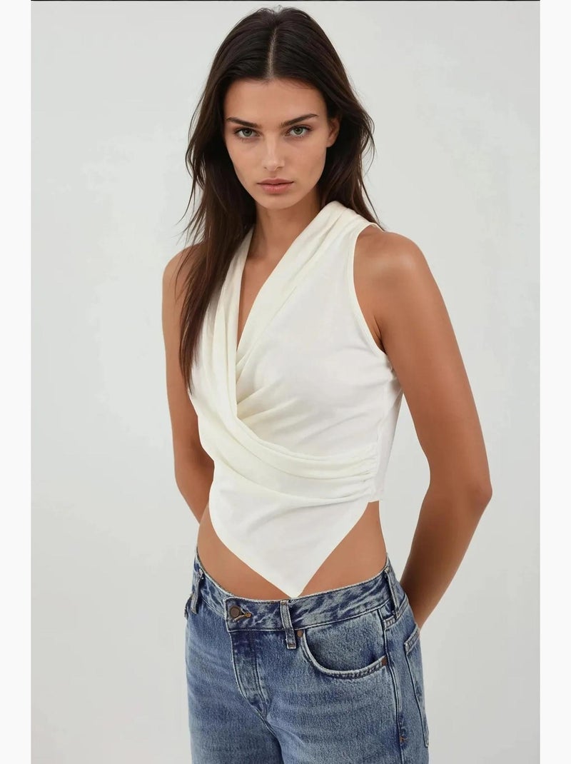 Débardeur col bénitier drapé hiccup Blanc - Kiabi