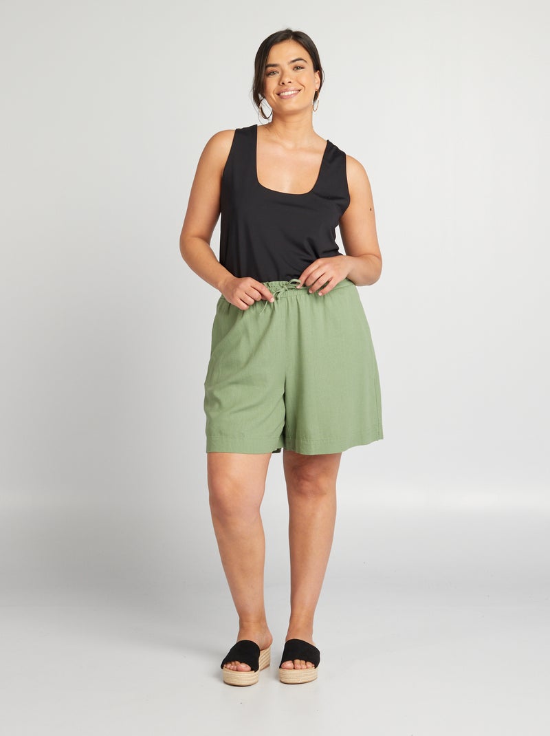Débardeur col carré en microfibre noir - Kiabi