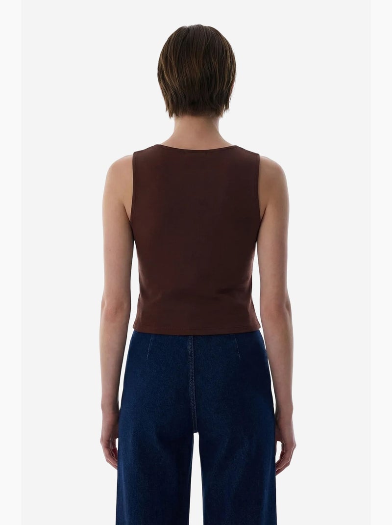 Débardeur col carré en modal penti Marron - Kiabi