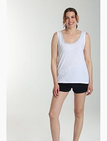 Debardeur Col Lurex Femme Deb Summer Avec Col Rond | Gerard Pasquier