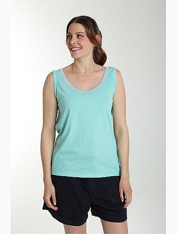 Debardeur Col Lurex Femme Deb Summer Carage() Avec Col Rond | Gerard Pasquier