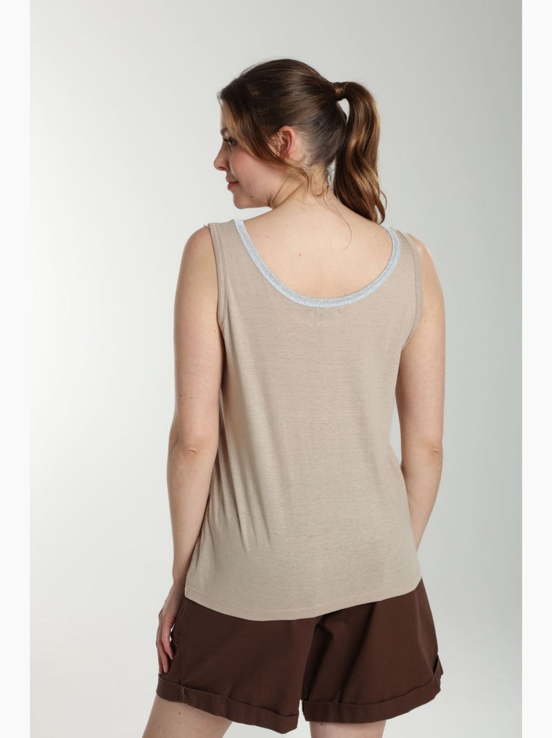 Debardeur col lurex femme Deb Summer  | Gerard Pasquier Taupe - Kiabi