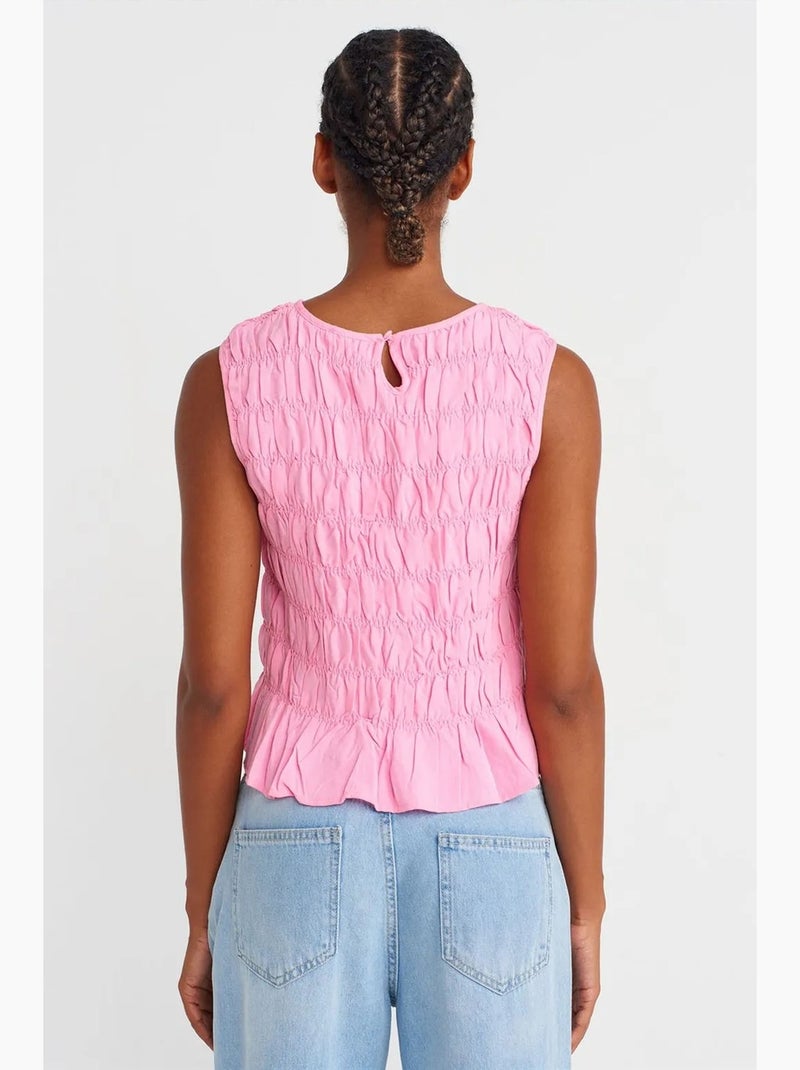 Débardeur col rond boutons dilvin Rose - Kiabi