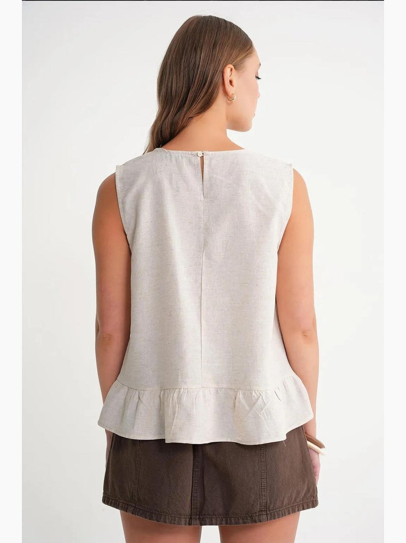 Débardeur col rond détail nœud mixray Beige argile - Kiabi