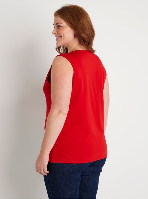 Débardeur col V ajouré brodé - Kiabi