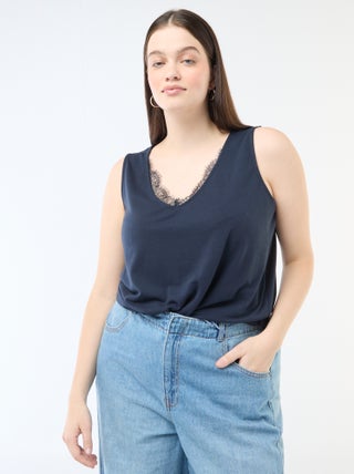 Débardeur col V avec dentelle