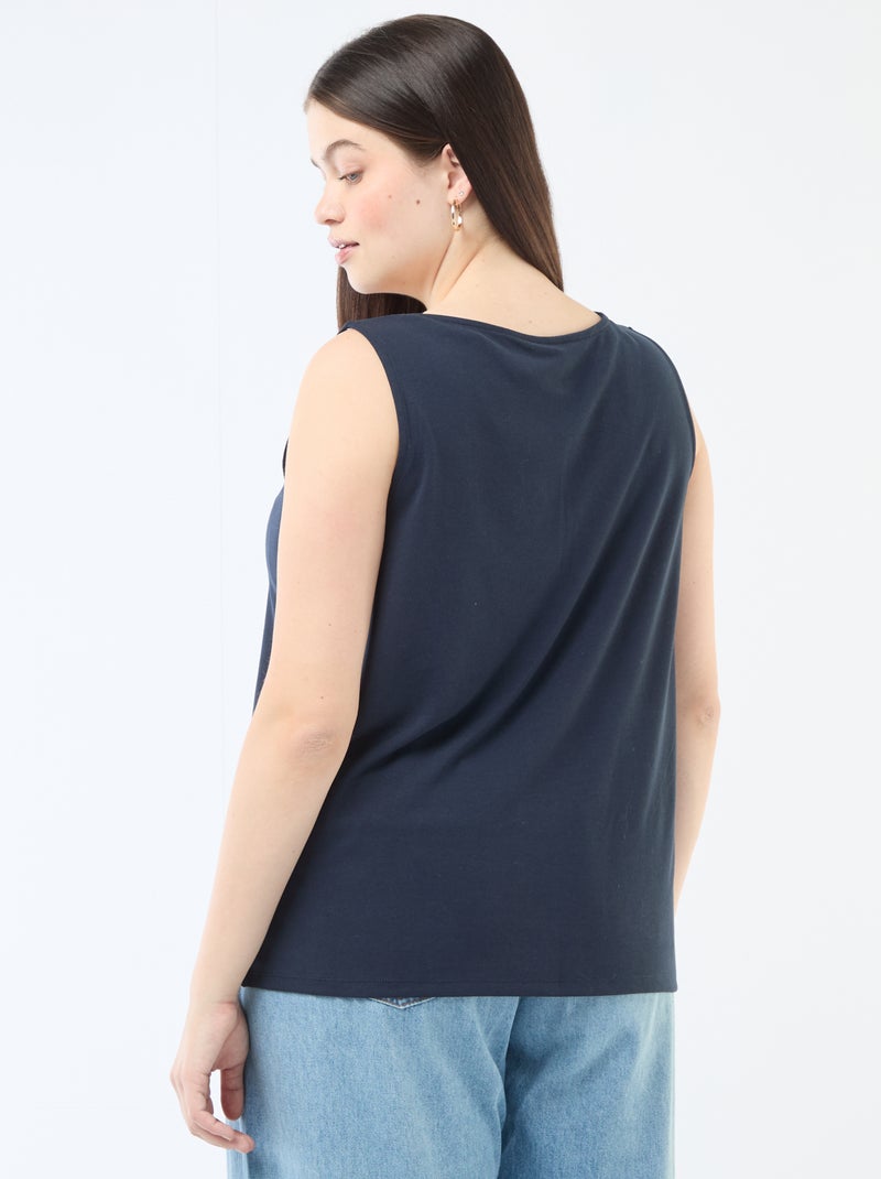 Débardeur col V avec dentelle Bleu - Kiabi