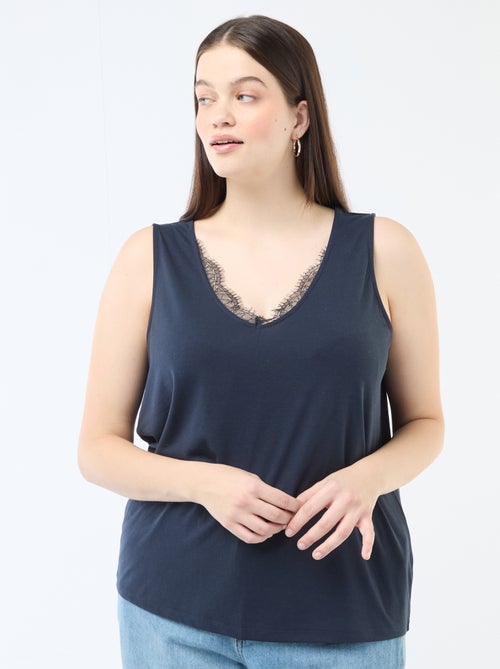 Débardeur col V avec dentelle - Kiabi