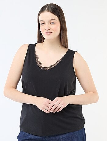 Débardeur col V avec dentelle