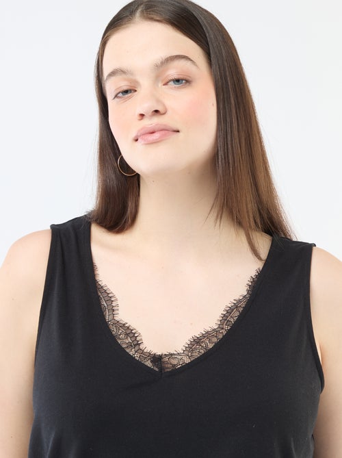 Débardeur col V avec dentelle - Kiabi